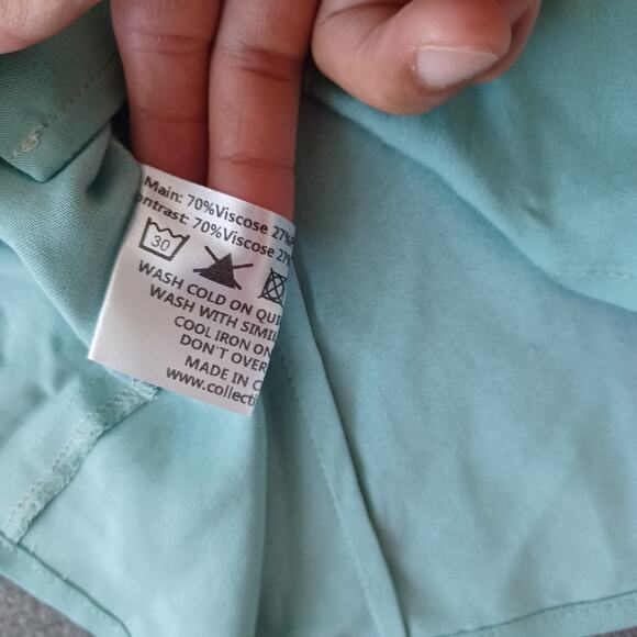 Collectif Western Shirt Womens M Embroidered Pearl Snap Retro Yoke Turquoise - Picture 9 of 11